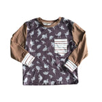Brown Dinos Raglan-Shirts & Tops-Smart Dressed Kids-Stella Violet Boutique in Arvada, Colorado