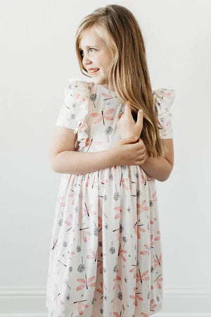 Dragonfly Dreams Short Sleeve Ruffle Twirl Dress-Dresses-Mila & Rose-Stella Violet Boutique in Arvada, Colorado