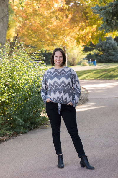 Caroline Chevron Sweater-Sweaters-Cotton Bleu-Stella Violet Boutique in Arvada, Colorado