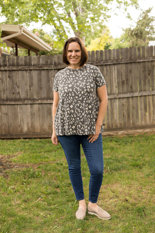 Charcoal Leopard Print Tunic-Shirts & Tops-Sew In Love-Stella Violet Boutique in Arvada, Colorado