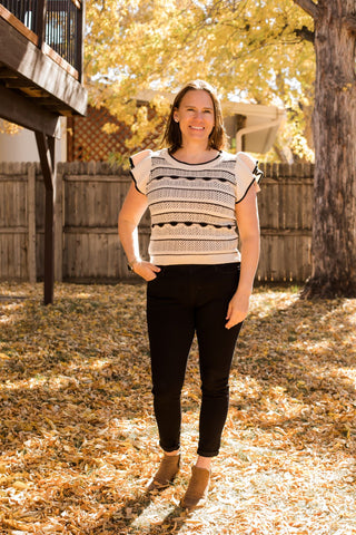 Crocheted Flutter Sleeve Tank-Shirts & Tops-Andree by Unit-Stella Violet Boutique in Arvada, Colorado