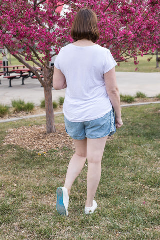 Denim Stars Shorts with Waist Tie-Shorts-Grace & Emma-Stella Violet Boutique in Arvada, Colorado