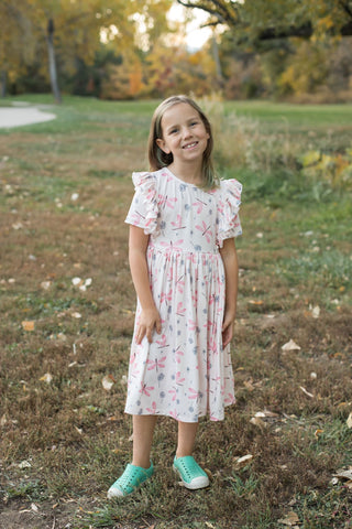 Dragonfly Dreams Short Sleeve Ruffle Twirl Dress-Dresses-Mila & Rose-Stella Violet Boutique in Arvada, Colorado