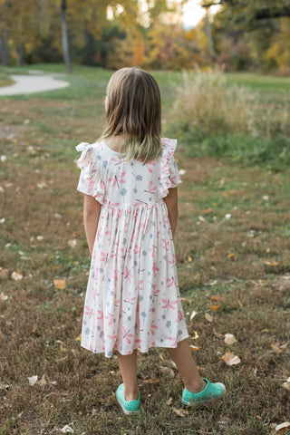 Dragonfly Dreams Short Sleeve Ruffle Twirl Dress-Dresses-Mila & Rose-Stella Violet Boutique in Arvada, Colorado