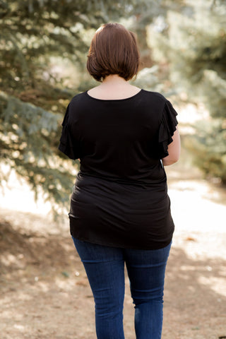 Lace Detail Ruffle Sleeve Tee-Shirts & Tops-Heimish-Stella Violet Boutique in Arvada, Colorado