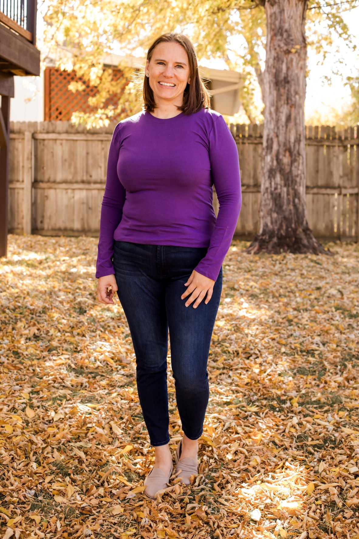 Fitted Basic Long Sleeve Tee-Shirts & Tops-Zenana-Stella Violet Boutique in Arvada, Colorado