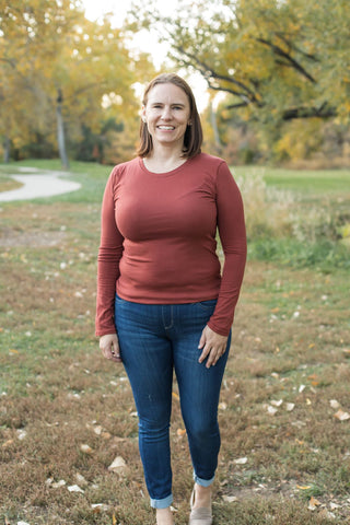 Fitted Basic Long Sleeve Tee-Shirts & Tops-Zenana-Stella Violet Boutique in Arvada, Colorado