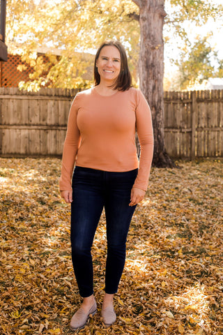 Fitted Basic Long Sleeve Tee-Shirts & Tops-Zenana-Stella Violet Boutique in Arvada, Colorado