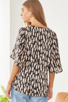 Flowy Half Sleeve Blouse-Shirts & Tops-Andree by Unit-Stella Violet Boutique in Arvada, Colorado
