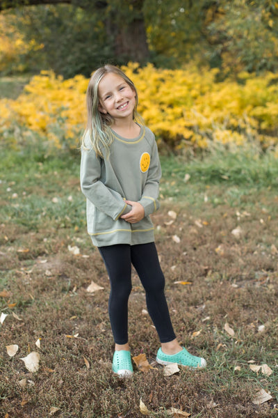 Girls Smiley Patch French Terry Sweatshirt-Shirts & Tops-Hayden LA-Stella Violet Boutique in Arvada, Colorado