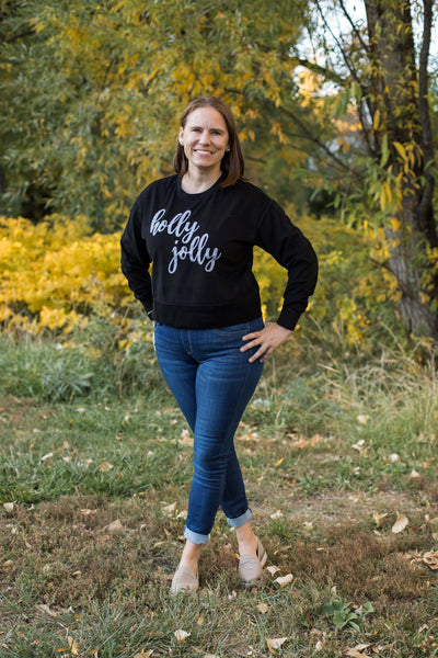 Holly Jolly Cropped Sweatshirt-Shirts & Tops-Daisy Rae - Southern Grace-Stella Violet Boutique in Arvada, Colorado