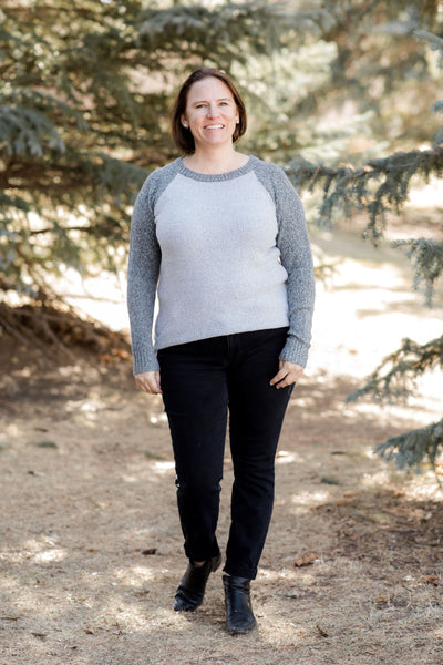Grey Colorblock Sweater-Shirts & Tops-Staccato-Stella Violet Boutique in Arvada, Colorado