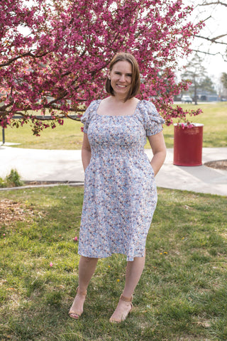 Women's Floral Print Smock Detail Puff Sleeve Dress-Dresses-Hayden LA-Stella Violet Boutique in Arvada, Colorado