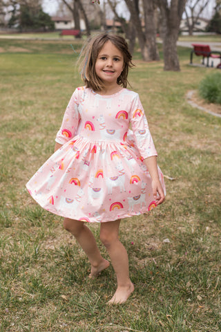 Llama Love Twirl Dress-Dresses-Mila & Rose-Stella Violet Boutique in Arvada, Colorado