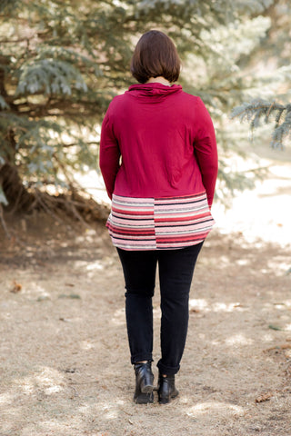 Longsleeve Cowl with Stripe Accents-Shirts & Tops-Jade by Jane-Stella Violet Boutique in Arvada, Colorado