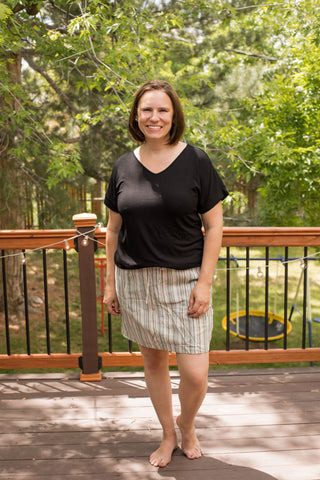 Luxe V-Neck Cuff Sleeve Round Hem Top-Shirts & Tops-Zenana-Stella Violet Boutique in Arvada, Colorado