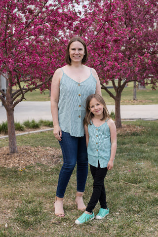 Women's Mixed Chevron Print Buttoned Cami-Shirts & Tops-Hayden LA-Stella Violet Boutique in Arvada, Colorado