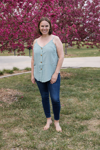 Women's Mixed Chevron Print Buttoned Cami-Shirts & Tops-Hayden LA-Stella Violet Boutique in Arvada, Colorado