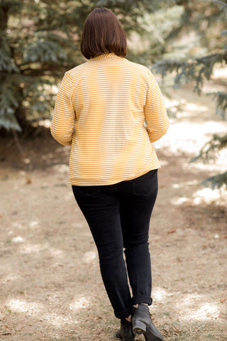 Mustard Striped Blazer-Coats & Jackets-Doe & Rae-Stella Violet Boutique in Arvada, Colorado