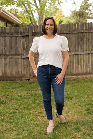 Nothin' But Chic Eyelet Puff Sleeve Blouse-Shirts & Tops-Grace & Emma-Stella Violet Boutique in Arvada, Colorado