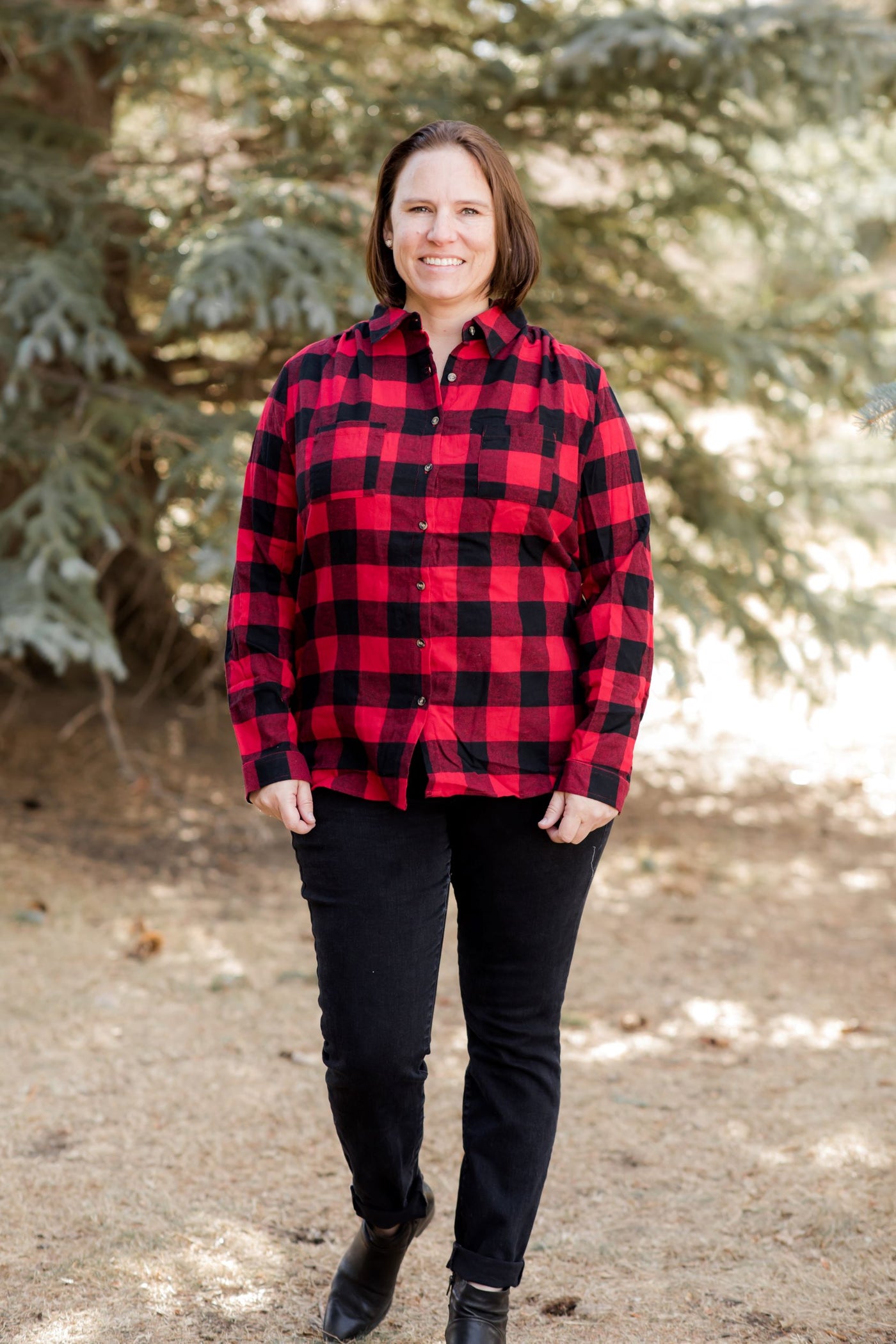 Plaid Flannel Button Up-Shirts & Tops-Harlow & Rose-Stella Violet Boutique in Arvada, Colorado