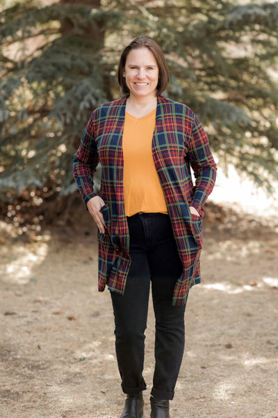 Plaid Knit Cardigan-Shirts & Tops-Southern Grace - Grace & Emma-Stella Violet Boutique in Arvada, Colorado