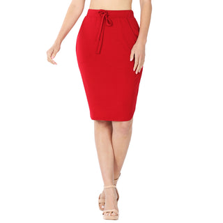 Self-Tie Tulip Hem Skirt-Knee-Length Skirts-Zenana-Stella Violet Boutique in Arvada, Colorado