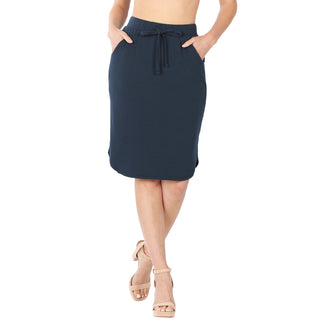 Self-Tie Tulip Hem Skirt-Knee-Length Skirts-Zenana-Stella Violet Boutique in Arvada, Colorado