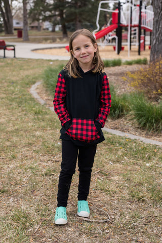 Red Buffalo Plaid Hoodie - Kids-Shirts & Tops-Wellington Design Co - TwoCan-Stella Violet Boutique in Arvada, Colorado