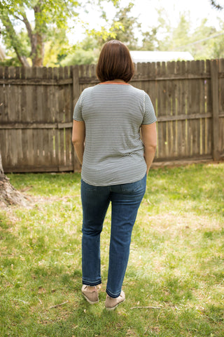 Round Neck Short Sleeve Striped Top-Shirts & Tops-Staccato-Stella Violet Boutique in Arvada, Colorado