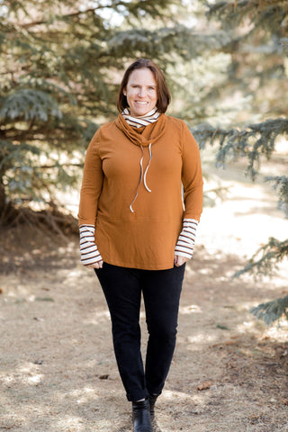 Rust Double Cowl-Shirts & Tops-Doe & Rae-Stella Violet Boutique in Arvada, Colorado