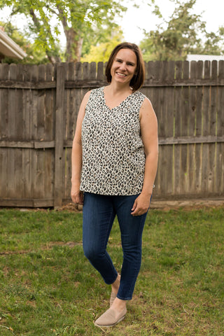 Scallop Neck Animal Print Tank-Shirts & Tops-Doe & Rae-Stella Violet Boutique in Arvada, Colorado