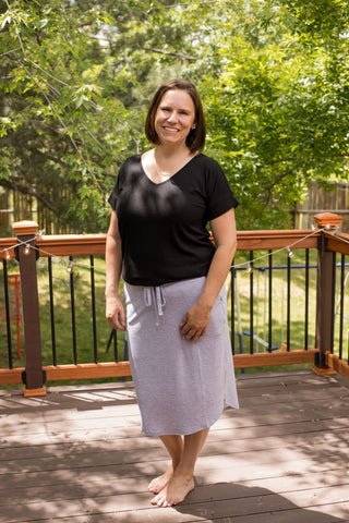 Self-Tie Tulip Hem Skirt-Knee-Length Skirts-Zenana-Stella Violet Boutique in Arvada, Colorado