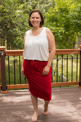 Self-Tie Tulip Hem Skirt-Knee-Length Skirts-Zenana-Stella Violet Boutique in Arvada, Colorado