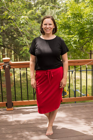 Self-Tie Tulip Hem Skirt-Knee-Length Skirts-Zenana-Stella Violet Boutique in Arvada, Colorado