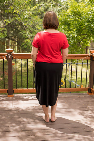 Self-Tie Tulip Hem Skirt-Knee-Length Skirts-Zenana-Stella Violet Boutique in Arvada, Colorado