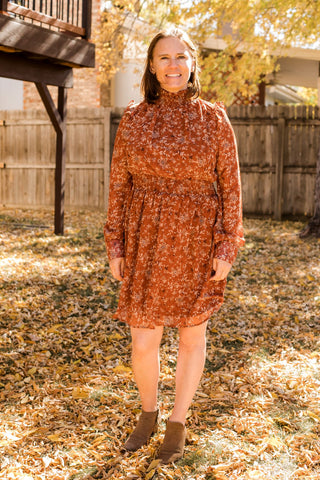 Smocked Mock Neck Floral Dress-Dress-Doe & Rae-Stella Violet Boutique in Arvada, Colorado