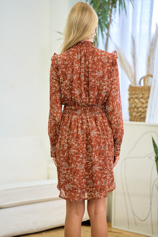 Smocked Mock Neck Floral Dress-Dress-Doe & Rae-Stella Violet Boutique in Arvada, Colorado