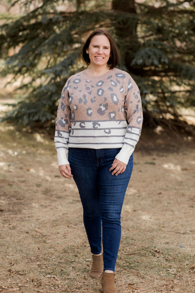 Spots & Stripes Leopard Comfy Sweater-Shirts & Tops-Southern Grace - Grace & Emma-Stella Violet Boutique in Arvada, Colorado