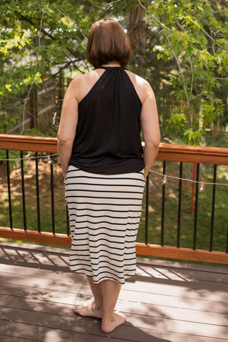 Striped Self-Tie Tulip Hem Skirt-Knee-Length Skirts-Zenana-Stella Violet Boutique in Arvada, Colorado