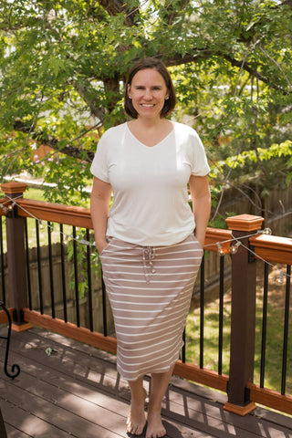 Striped Self-Tie Tulip Hem Skirt-Knee-Length Skirts-Zenana-Stella Violet Boutique in Arvada, Colorado