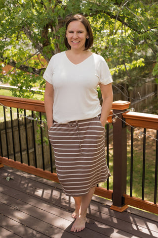 Striped Self-Tie Tulip Hem Skirt-Knee-Length Skirts-Zenana-Stella Violet Boutique in Arvada, Colorado