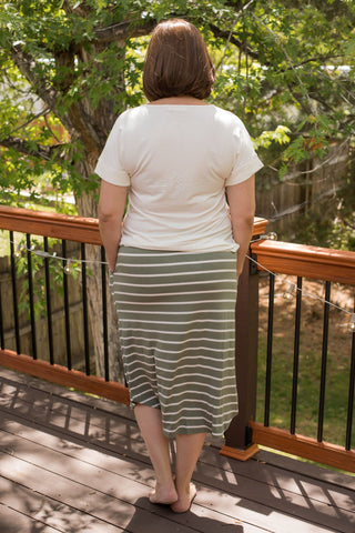 Striped Self-Tie Tulip Hem Skirt-Knee-Length Skirts-Zenana-Stella Violet Boutique in Arvada, Colorado