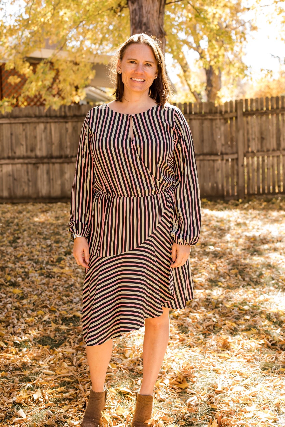 Striped Long Sleeve Dress-Dresses-Kori America-Stella Violet Boutique in Arvada, Colorado