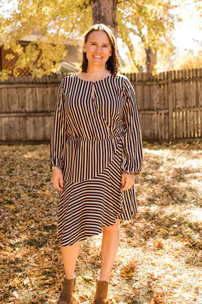 Striped Long Sleeve Dress-Dresses-Kori America-Stella Violet Boutique in Arvada, Colorado