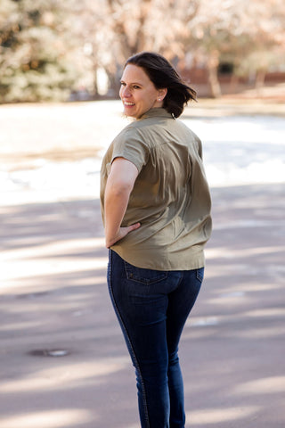 Tie Front Blouse-Shirts & Tops-P.S. Kate-Stella Violet Boutique in Arvada, Colorado