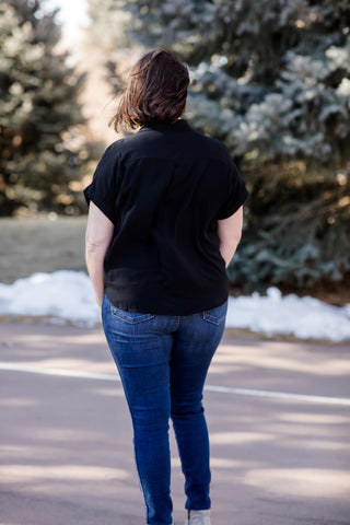 Tie Front Blouse-Shirts & Tops-P.S. Kate-Stella Violet Boutique in Arvada, Colorado