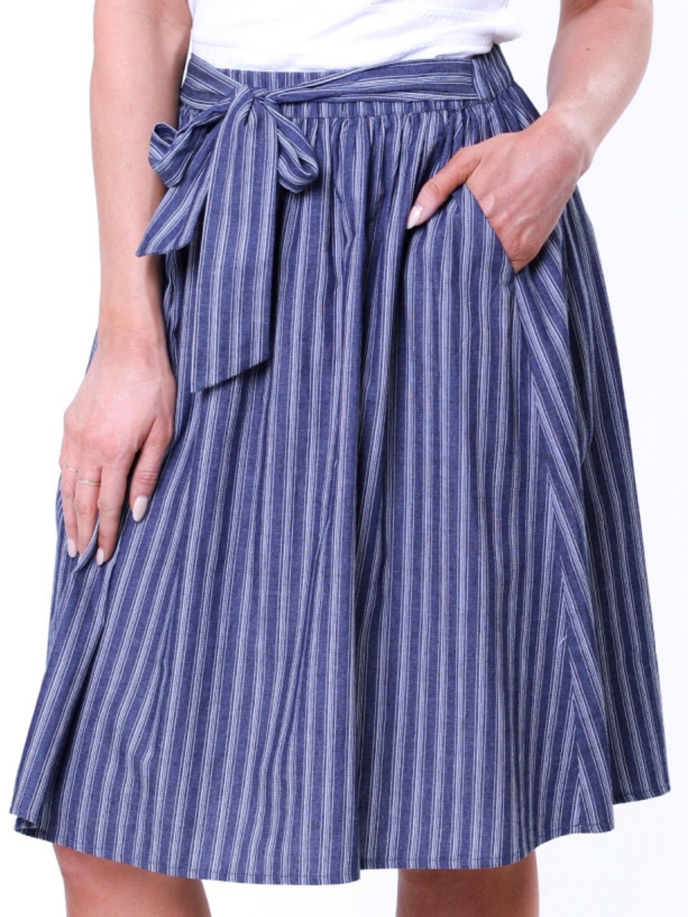 Harper Striped Tie Skirt-Bottoms-Mikarose-Stella Violet Boutique in Arvada, Colorado