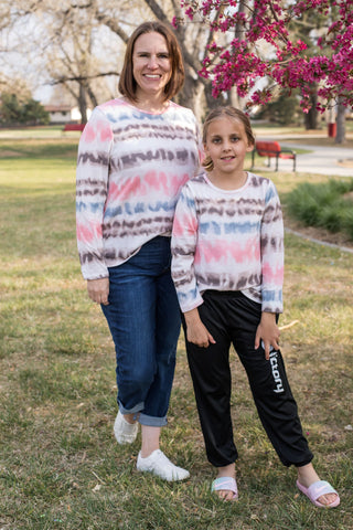 Women's Washed Stripe Knit Long Sleeve Tee-Shirts & Tops-Hayden LA-Stella Violet Boutique in Arvada, Colorado