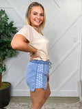 Denim Stars Shorts with Waist Tie-Shorts-Grace & Emma-Stella Violet Boutique in Arvada, Colorado